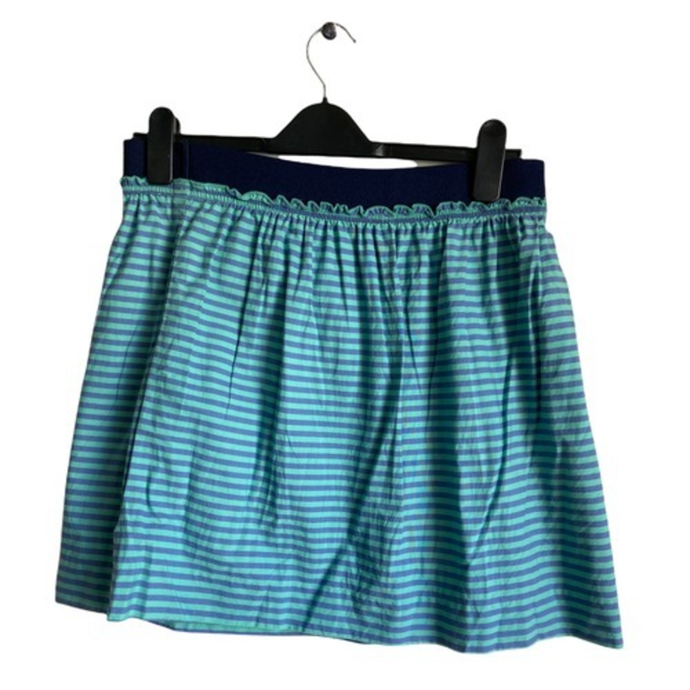 J. Crew Mini Skirt  Blue/Green Cotton  Stripe Skater A Line Mini Skirt Size‎ 2
